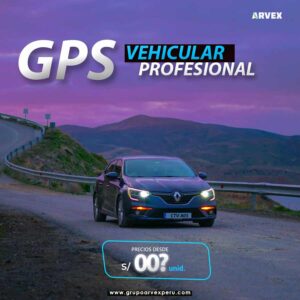 auto en fondo morado con titulo gps profesional